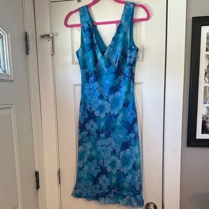 Blue Floral Hawaiian Sleeveless Dress